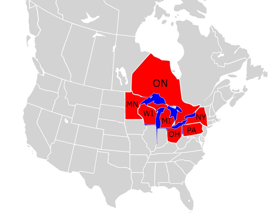 Ontario • Minnesota • Wisconsin • Michigan • Ohio • Pennsylvania • New York