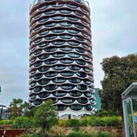 Moderner Wohnturm in den Docklands von Melbourne, Victoria Moderner Wohnturm in den Docklands von Melbourne, Victoria