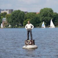 Außenalster Hamburg, Germany<br>
"Vier Männer auf Bojen" von Stephan Balkenhol Vier Männer auf Bojen (Hamburg, Germany - Außenalster)