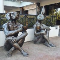 Dogman and Rabbitwoman Drinking Coffee (Melbourne, Victoria)