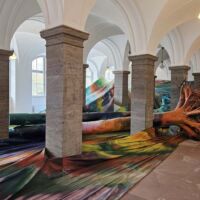 Landesmuseum Wiesbaden, Germany<br>
"Sieben Stunden, Acht Stimmen, Drei Bäume" von Katharina Grosse Sieben Stunden, Acht Stimmen, Drei Bäume (Landesmuseum Wiesbaden, Germany)