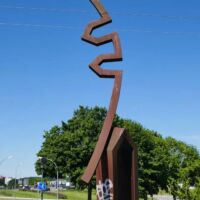 Kinzigbrücke Offenburg, Germany<br>
"Zwei Skulpturen für Offenburg" von Werner Pokorny Zwei Skulpturen für Offenburg (Offenburg, Germany)