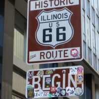 Historic Route 66 Road Marker in Chicago, Illinois