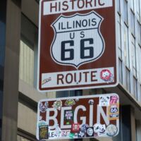 Historic Route 66 Road Marker in Chicago, Illinois