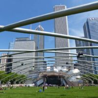 Jay Pritzker Music Pavillon von Frank Gehry im Millennium Park in Chicago, Illinois