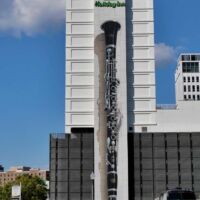 Downtown New Orleans, Louisiana<br>
Das Wandbild der Klarinette ist rund 50 m hoch Downtown New Orleans, Louisiana