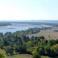 Blick auf den Missouri River im Fort Abraham Lincoln State Park, North Dakota