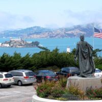 Blick vom Telegraph Hill auf die Festung Alcatraz in San Francisco, California